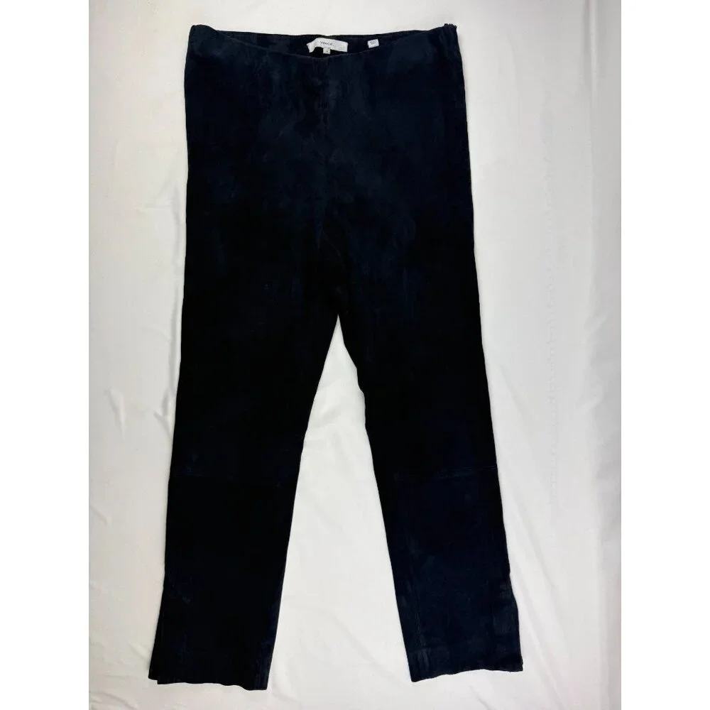 Vince Stretch Lamb Suede Split Hem Crop Pant in Navy Size M $1250 - Picture 1 of 11